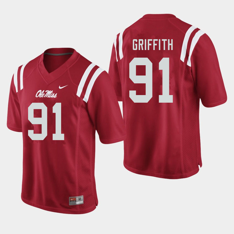 Ole Miss Rebels #91 Casey Griffith College Football Jerseys Sale-Red